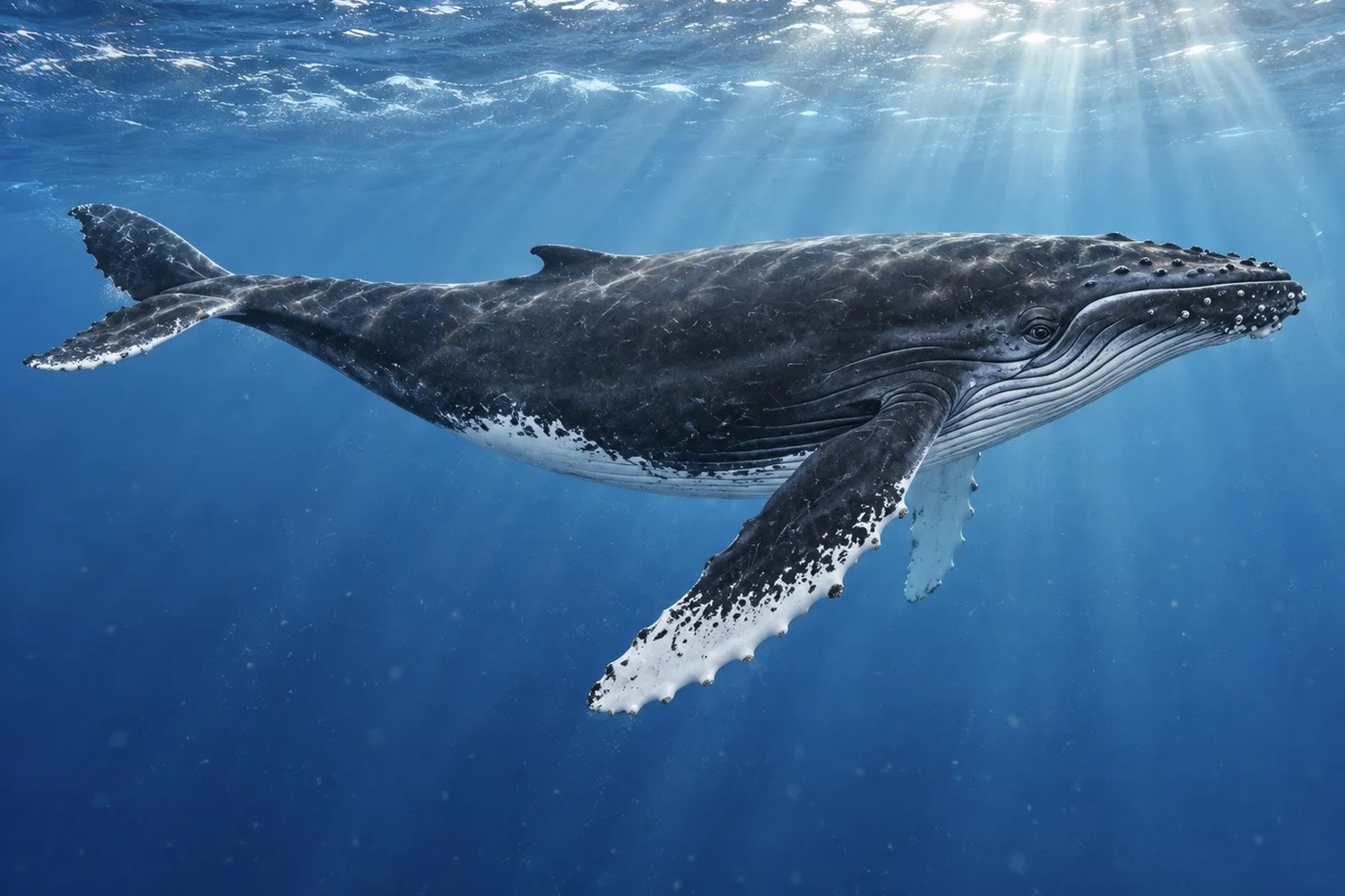 Humpback whale (Megaptera novaeangliae), illustration