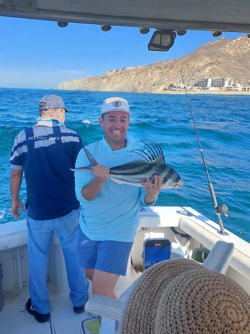 Angler with a roosterfish near Land’s End, May 2025