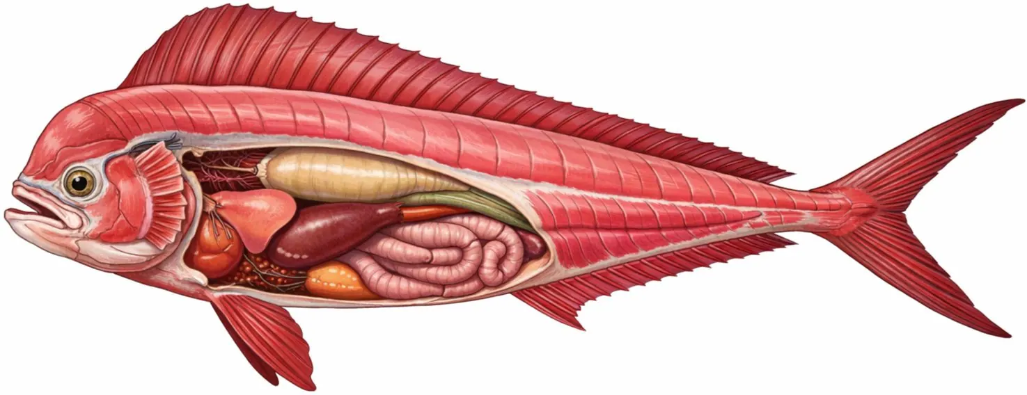 Dorado: músculos y órganos